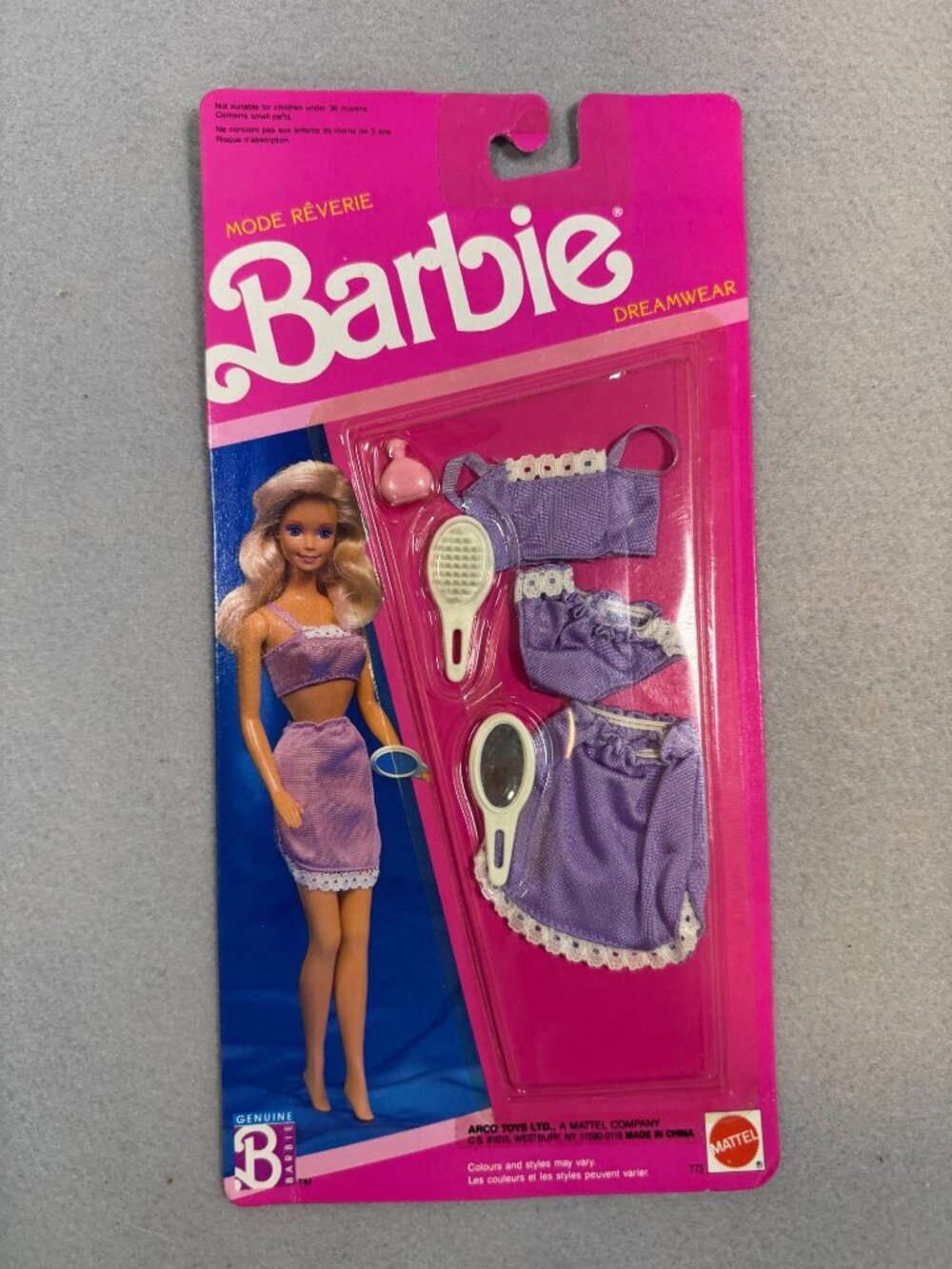 Barbie Dreamwear Mode Reverie Fashion Outfit Set Mattel 1990 Purple Lingerie NWB